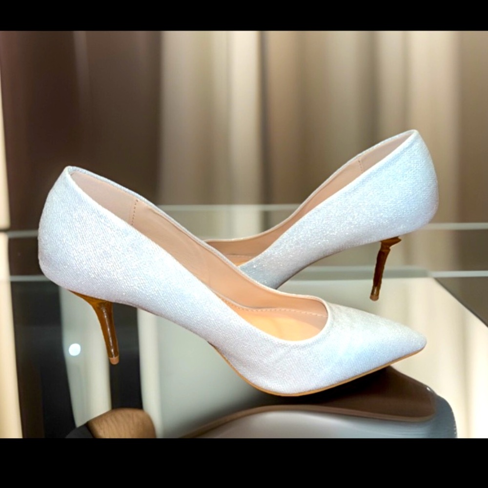 BLISSFUL STEP Women's Sparkly Heels W/Pointed Toe Stiletto Heels Pumps NWT Sz 7W